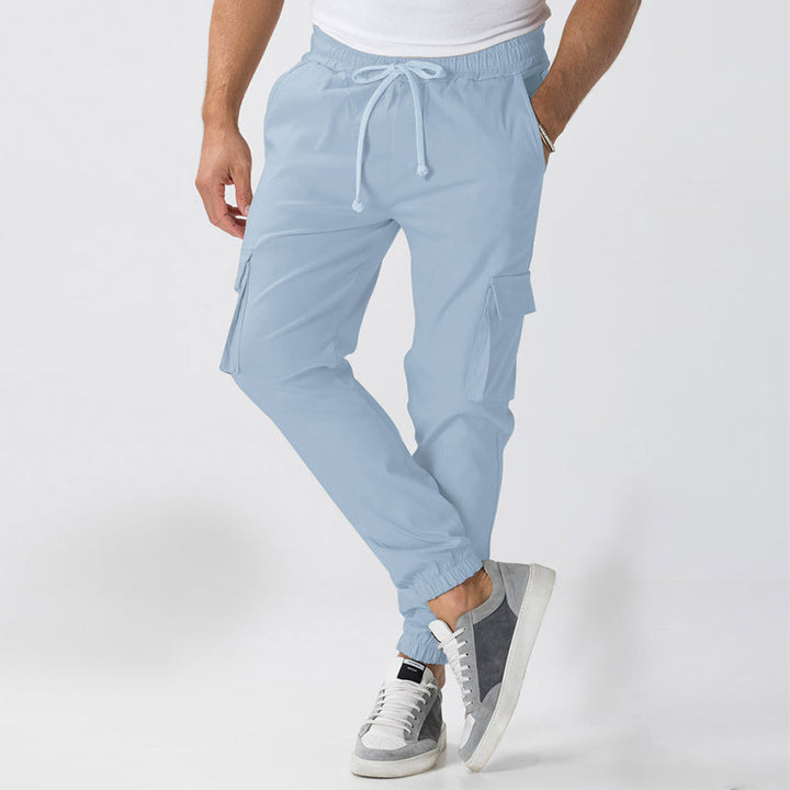 Men's Cargo Jogging Pants in Relaxed Fit with Drawstring, Elastic Cuffs, and Multiple Pockets Mune Fashion