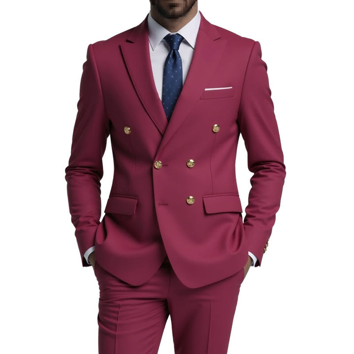 Men's double-breasted tailored suit with gold buttons Mune Fashion