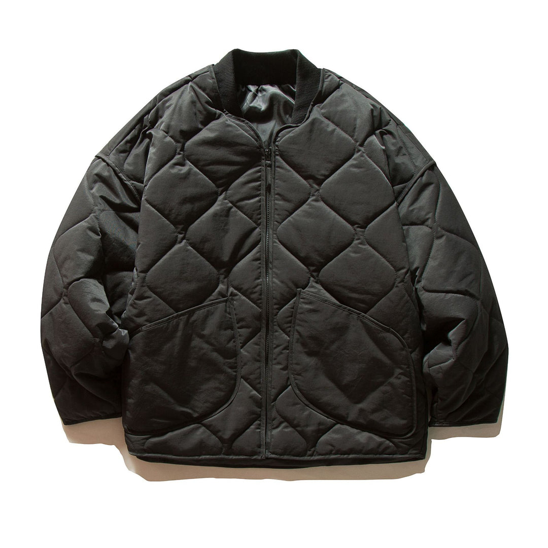 Unisex Short quilted bomber in boxy cut with ribbed collar and extra large flap pockets Mune Fashion