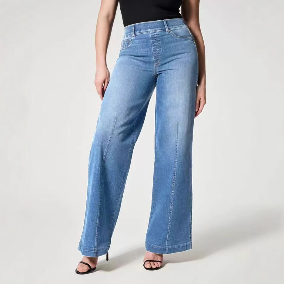 Women's High-Waisted Wide-Leg Jeans with Straight Leg Mune Fashion
