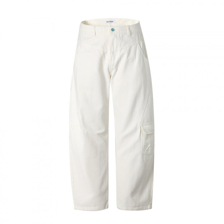 Unisex Wide Utility Cargo Pants made of sturdy cotton denim with a high waist and flap pockets Mune Fashion