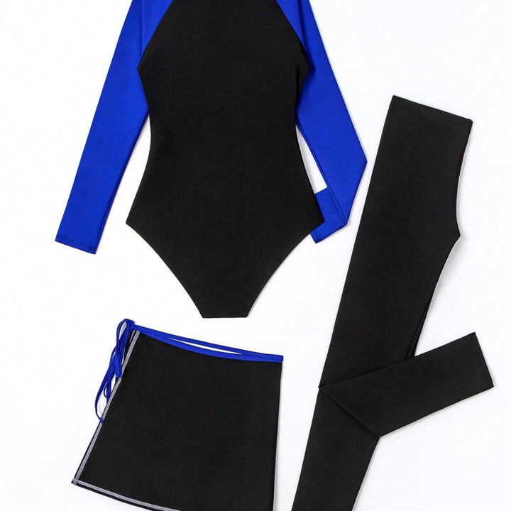Ladies sporty UV protection swimsuit with long sleeves and skirt Mune Fashion