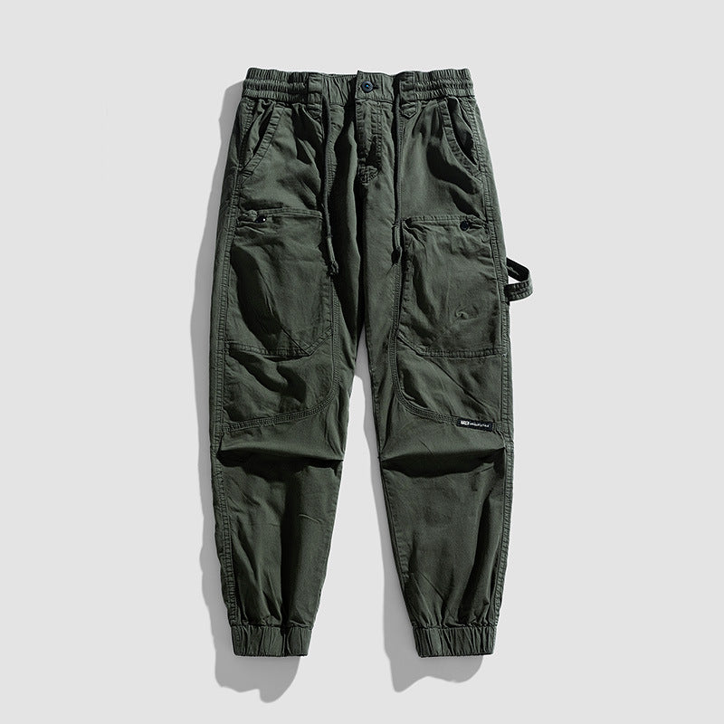 Herren Konisch geschnittene Utility-Cargohose mit Tunnelzugbund, Kniepaneelen und Knöchelbündchen Mune Fashion