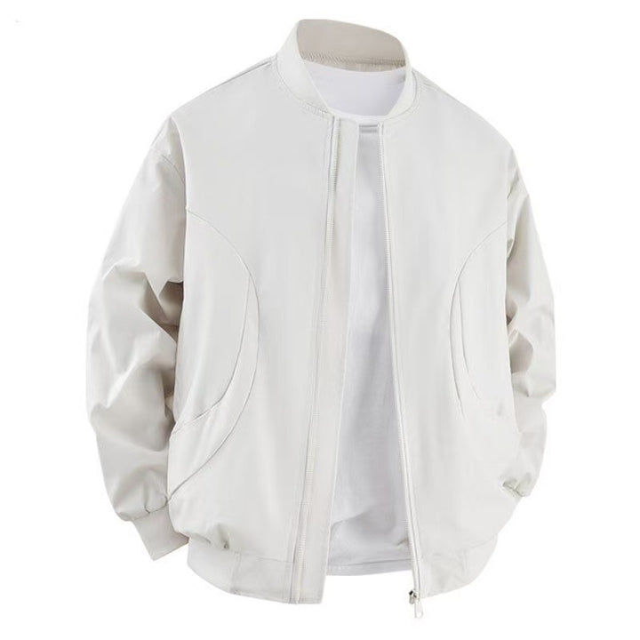 Men's Lightweight Bomber Jacket with Water-Repellent Microfiber, Ribbed Collar and Concealed Two-Way Zipper Mune Fashion