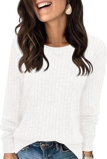 Women's Structured Ribbed Knit Sweater with Round Neck, Casual Silhouette and Soft Cuffs Mune Fashion