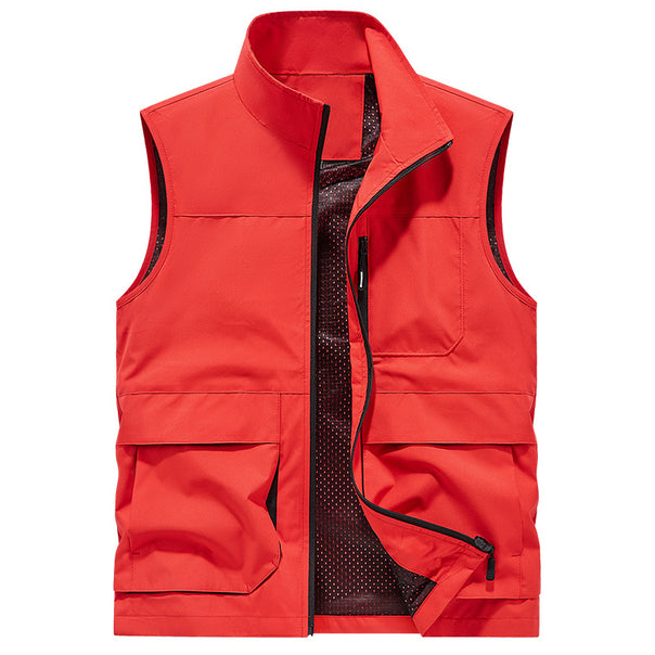 Men's utility vest with high stand-up collar, water-repellent shell & multifunctional pockets Mune Fashion