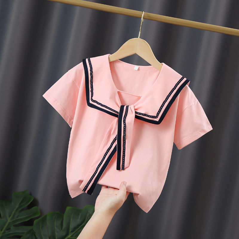 Girl's sailor blouse with modern collar and ruffle details Mune Fashion