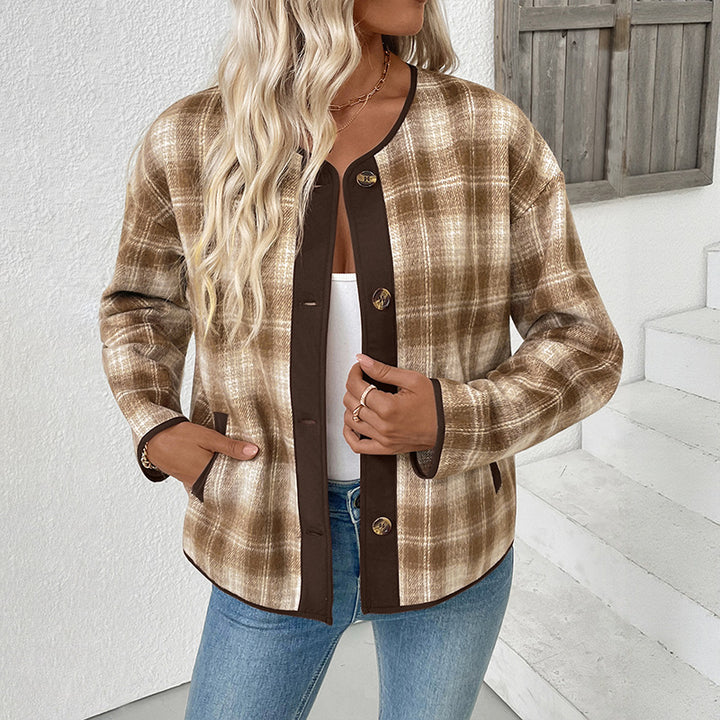 Women's fleece jacket in check pattern Mune Fashion