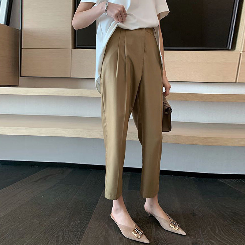 Women Elegant High-Waisted Fabric Trousers Drune