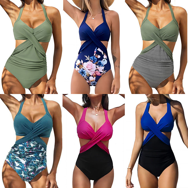 Women's One-Piece Swimsuit with Elegant Wrap Design and Creative Cut-Outs Mune Fashion