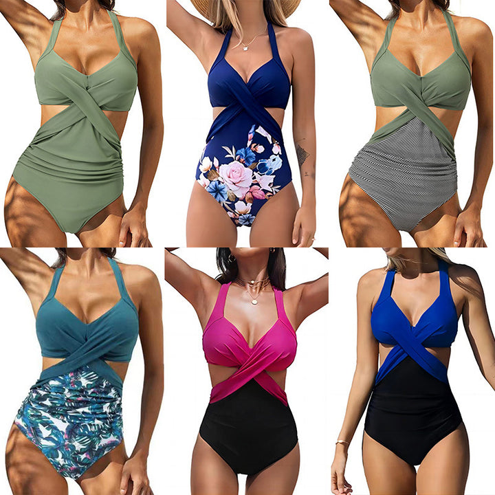 Women's One-Piece Swimsuit with Elegant Wrap Design and Creative Cut-Outs Mune Fashion