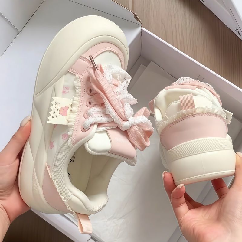 Women's sneakers with decorative ruffles and playful bows Mune Fashion