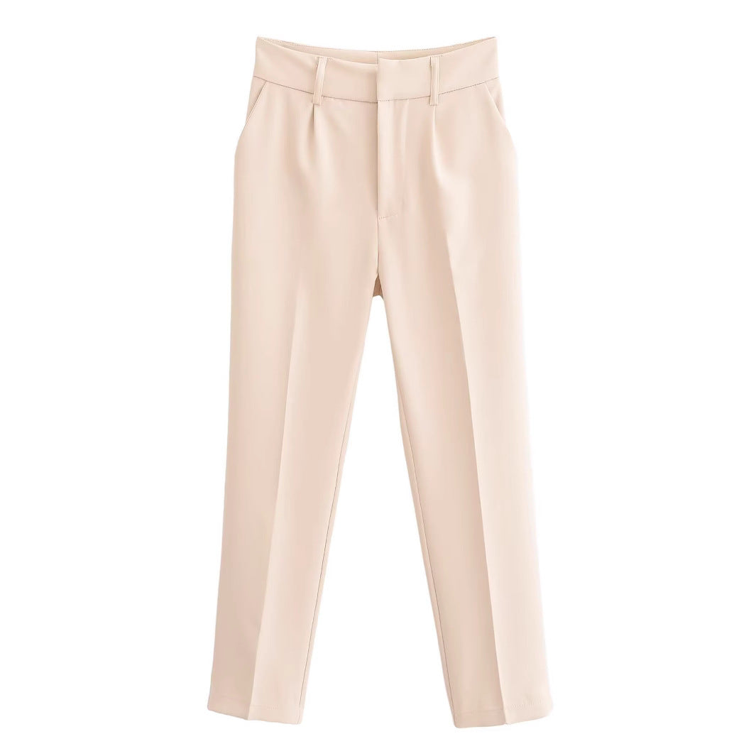 Women slim fit suit trousers with crease and elastic waistband Mune Fashion