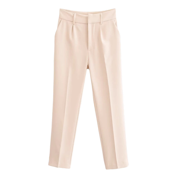Women slim fit suit trousers with crease and elastic waistband Mune Fashion