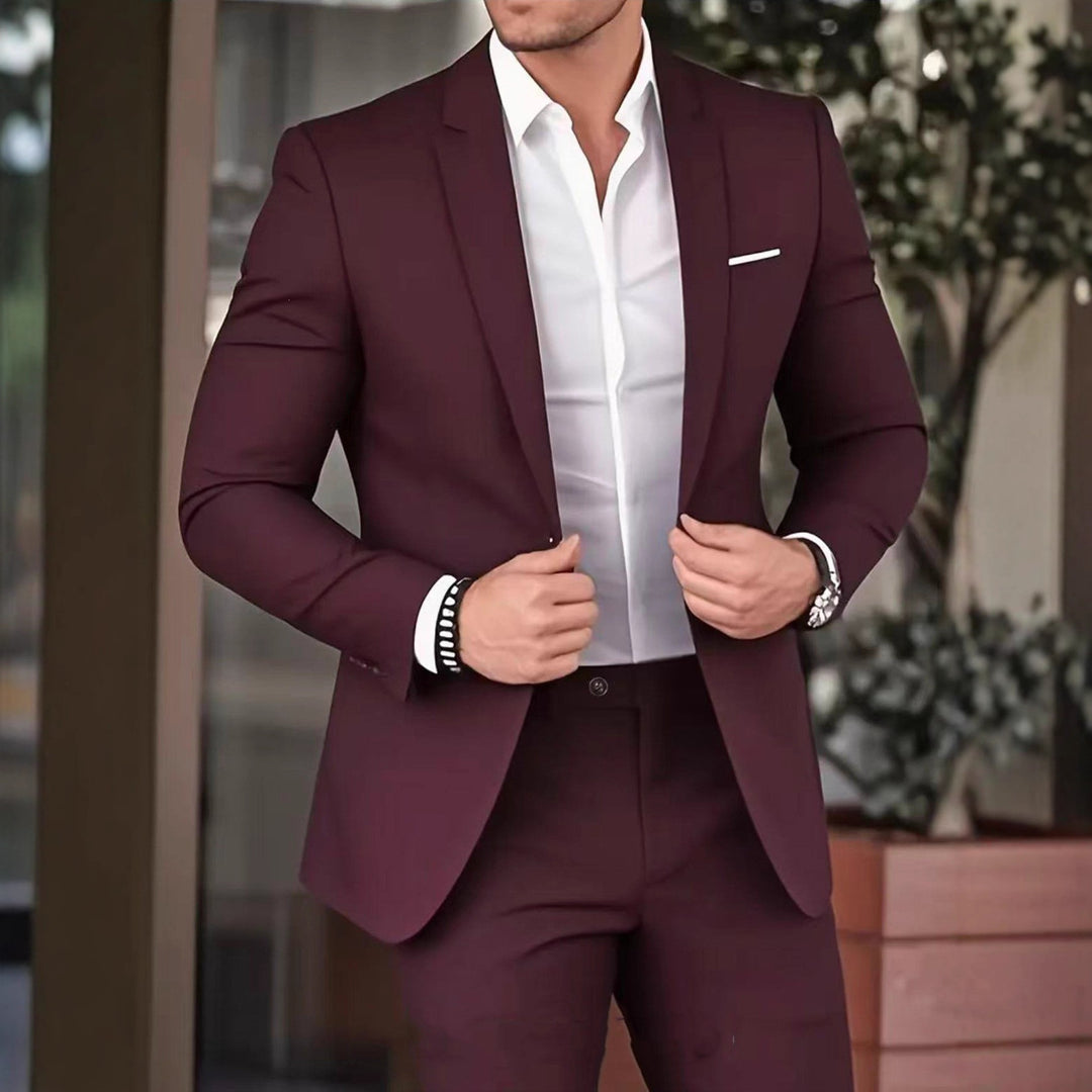 Men's slim Modern-Fit suit with narrow lapels and body-hugging silhouette Mune Fashion
