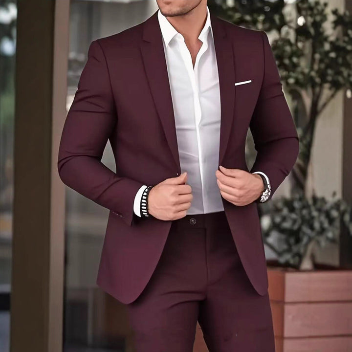 Men's slim Modern-Fit suit with narrow lapels and body-hugging silhouette Mune Fashion