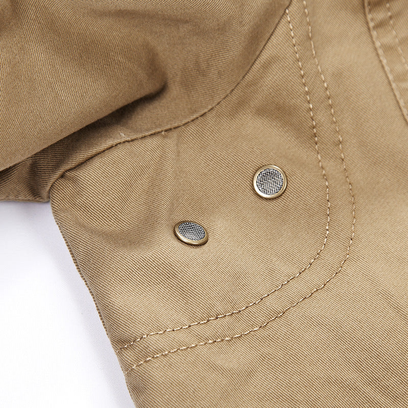 Men's Casual Canvas Blazer with Patch Pockets and Striped Lining Mune Fashion
