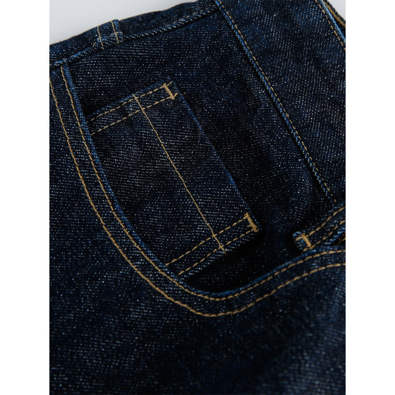 Women High-Waist Straight-Leg Raw-Denim Jeans with Relaxed Fit and Five-Pocket Design Mune Fashion