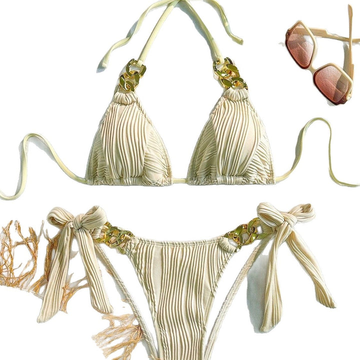Women triangle bikini with elegant chain detail Mune Fashion