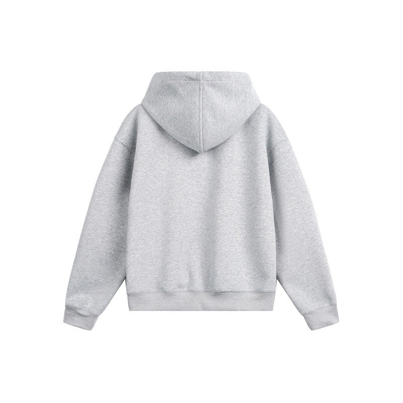 Unisex Hooded Sweat Jacket with Print Badges and Two-Way Zipper Mune Fashion