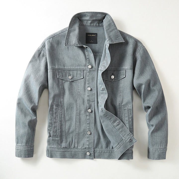 Men's denim jacket with classic cut and light vintage wash Mune Fashion