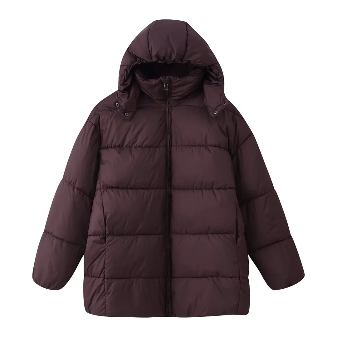 Women's oversized quilted jacket with hood and warming thermal lining Mune Fashion
