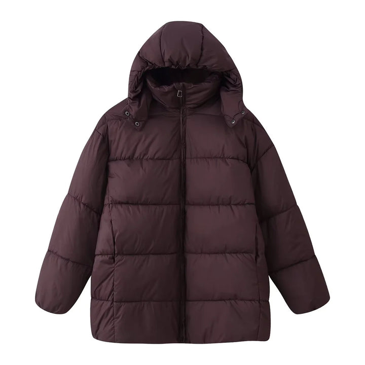 Women's oversized quilted jacket with hood and warming thermal lining Mune Fashion