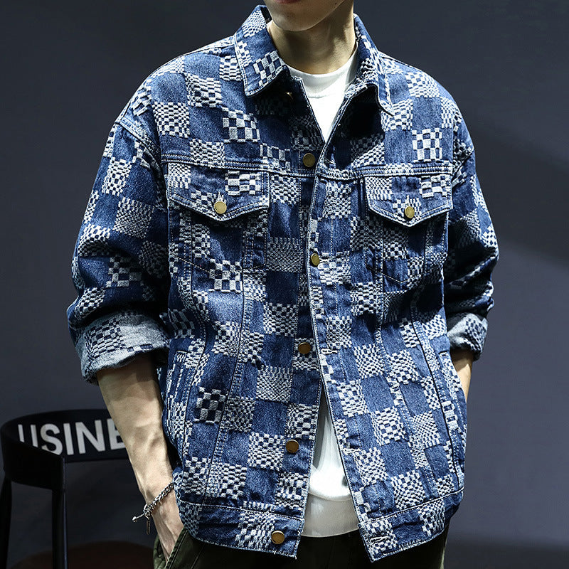 Men's Casual Denim Jacket with Creative Patterns Mune Fashion