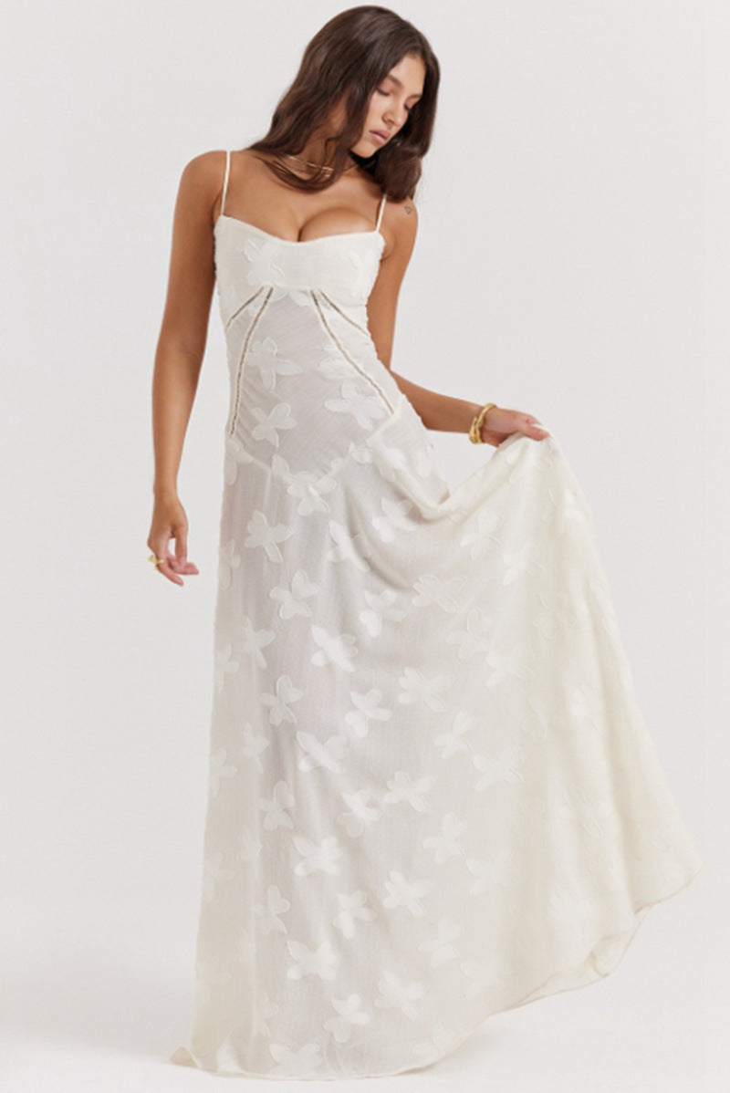 Ladies flowing maxi dress with corset top and spaghetti straps Mune Fashion