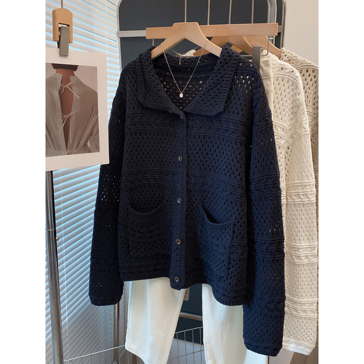 Women Casual Knit Cardigan in Lace Pattern Mune Fashion