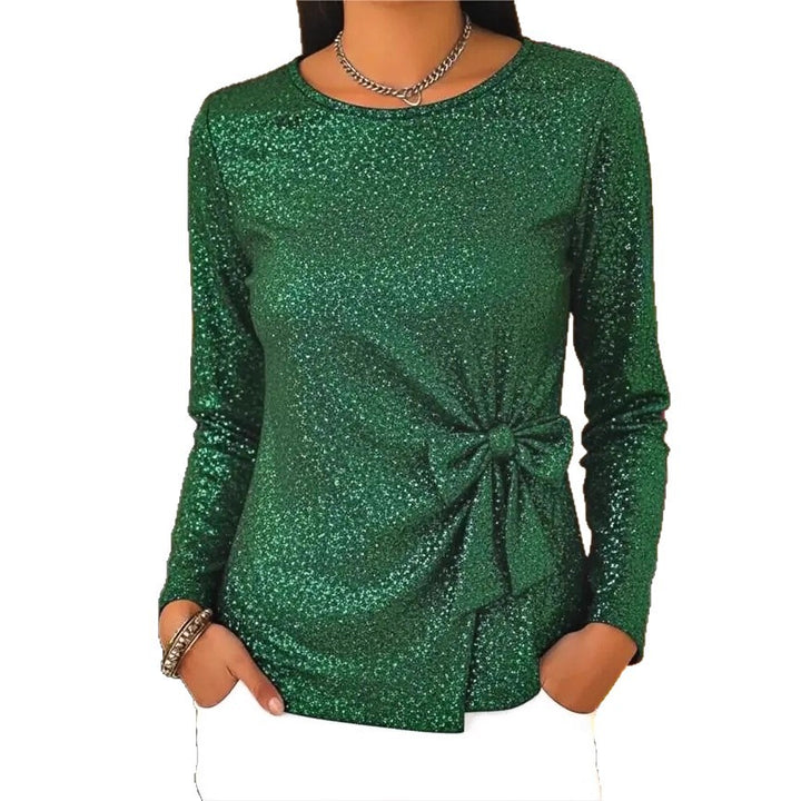 Ladies Glamorous Long Sleeve Top with Bow Detail Mune Fashion