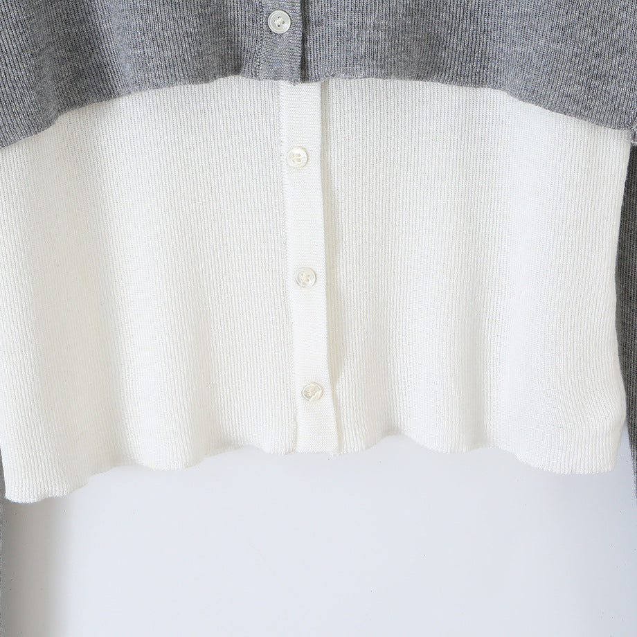 Ladies fine-knit bolero with integrated shirt panel and button details Mune Fashion