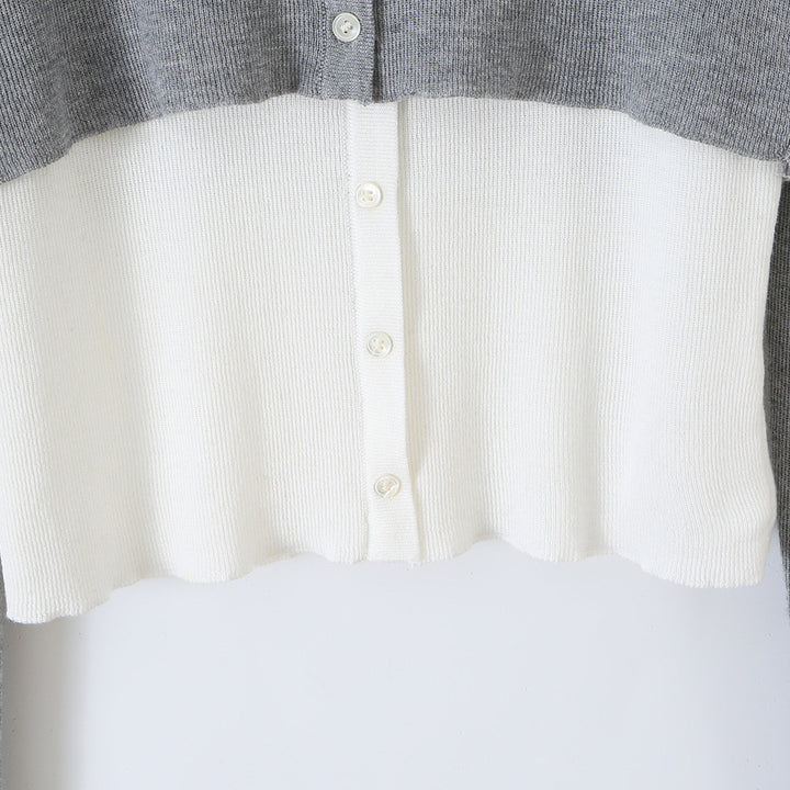 Ladies fine-knit bolero with integrated shirt panel and button details Mune Fashion