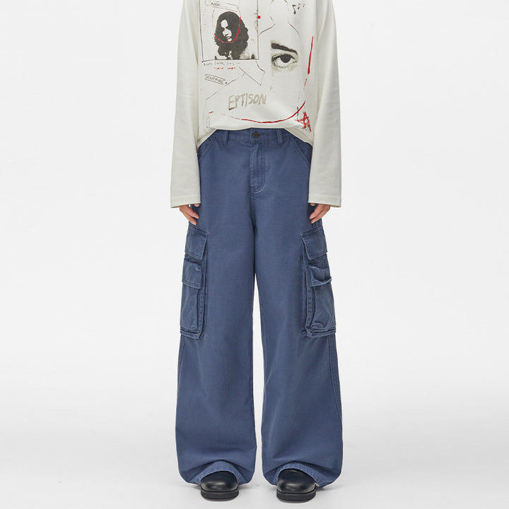 Men's cargo pants with wide cut and large side pockets Mune Fashion