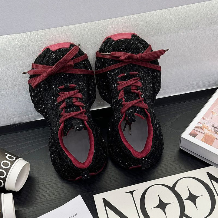 Women's sporty glittering chunky sneakers with padded comfort Mune Fashion