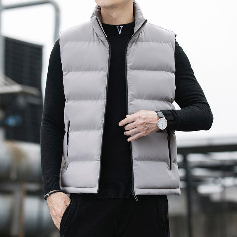 Men's padded quilted thermal vest with stand-up collar, side zip pockets & windproof exterior Mune Fashion