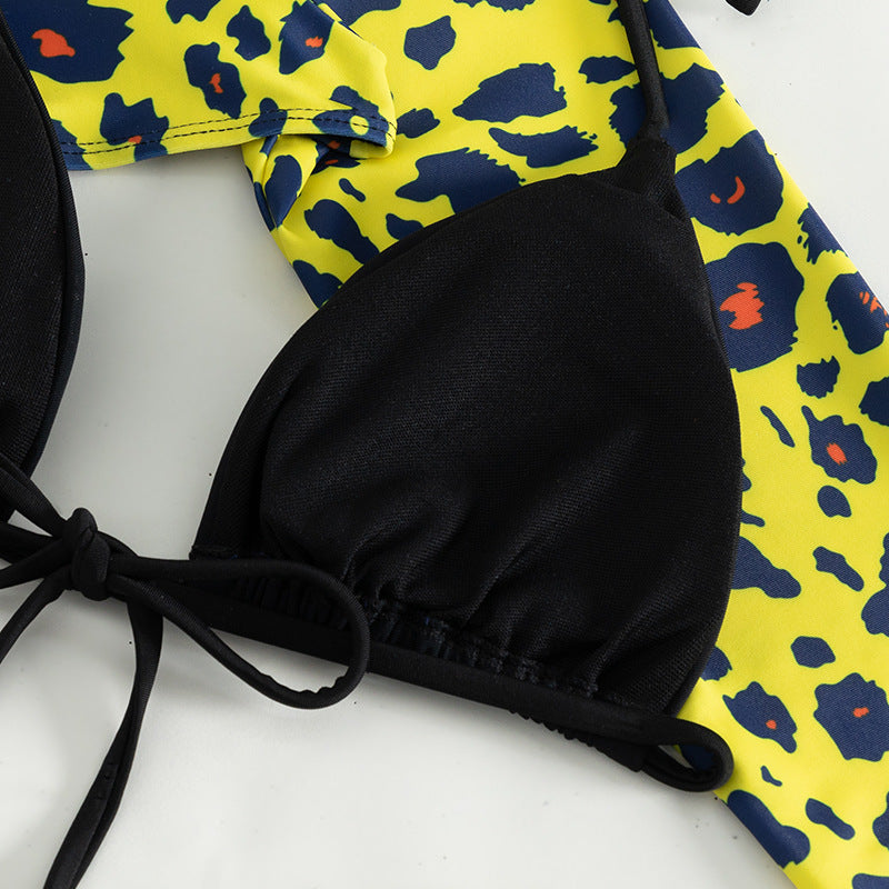 Women’s bikini set with long-sleeved top and modern animal print Mune Fashion