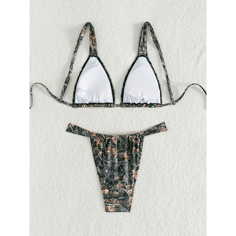Women's Triangle Bikini with Floral Pattern Mune Fashion