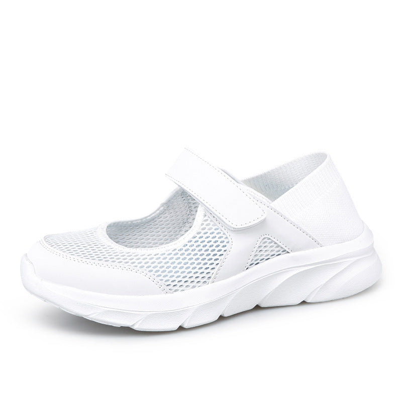 Women's Nan Comfort Strap Sneakers with Velcro Seamless Knit Shaft and Cushioning Lightweight Sole Mune Fashion