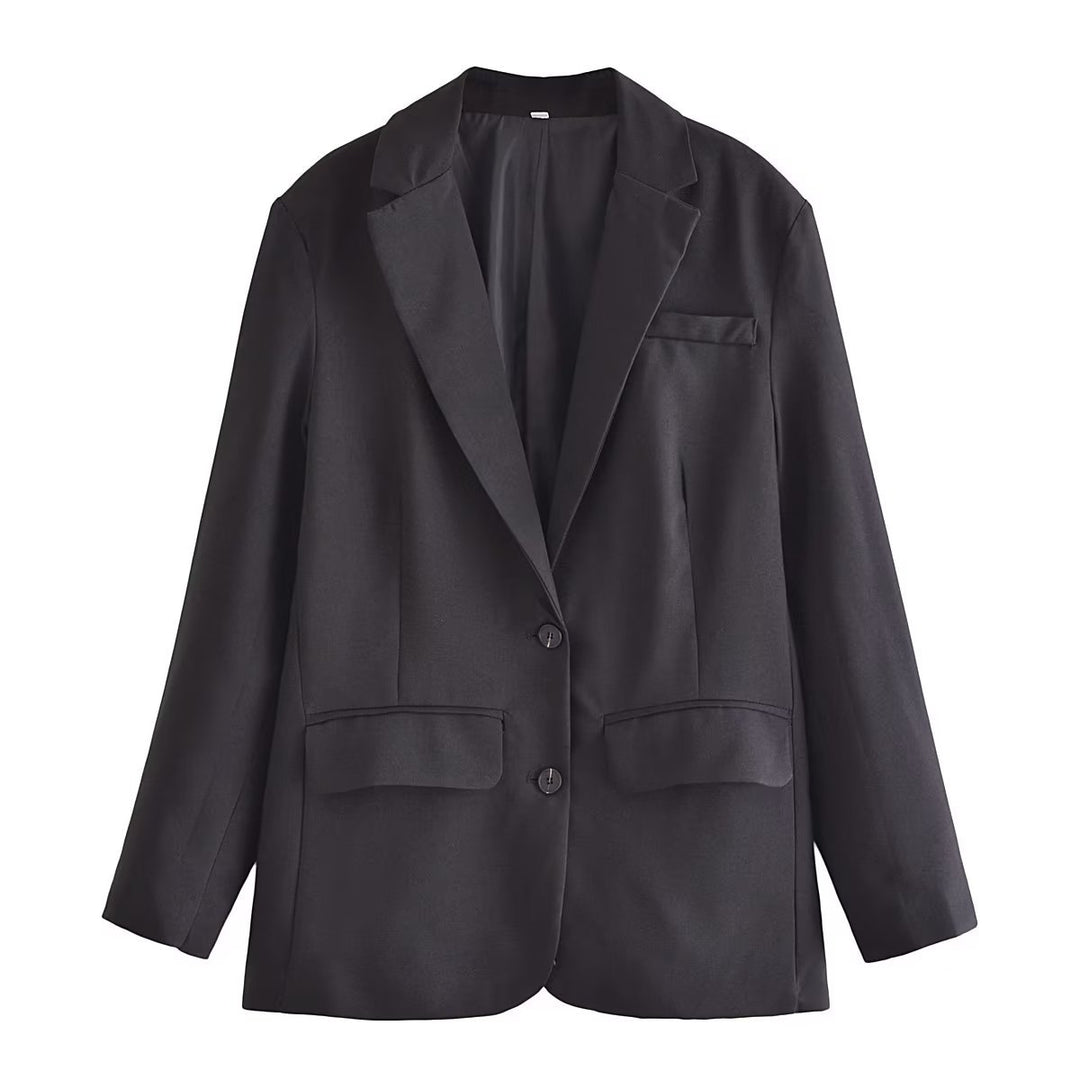 Women nan lighter unstructured long blazer with falling lapel and patch pockets Mune Fashion
