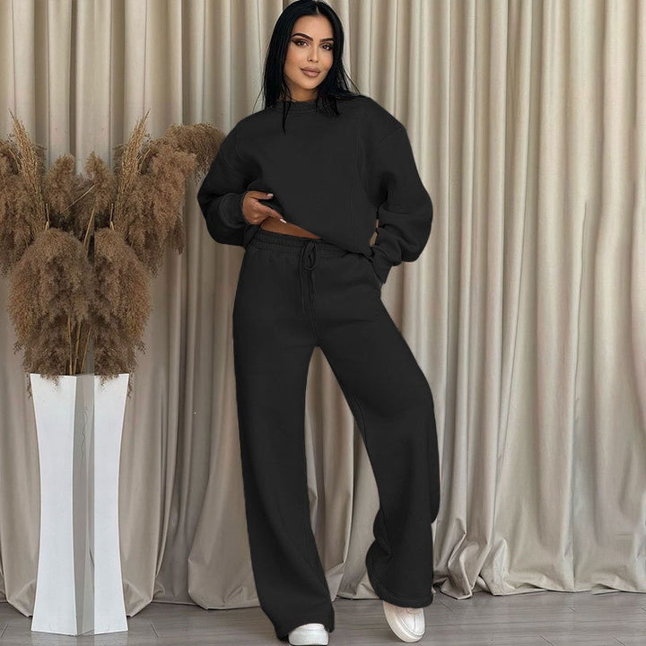 Ladies Oversize Sweatset made of soft French Terry with wide Palazzo Jogging Pants Mune Fashion
