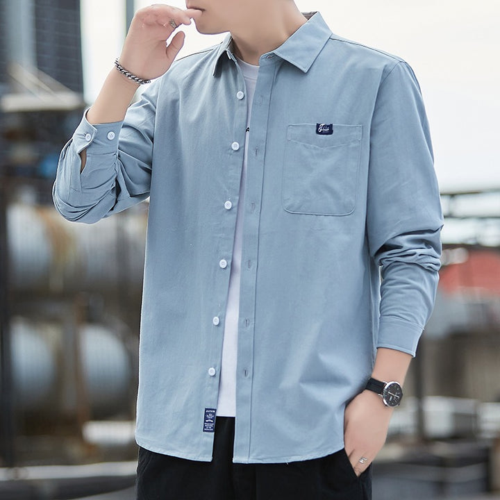 Men's Cotton Overshirt in Casual Look with Chest Pocket & Shirt Collar Mune Fashion