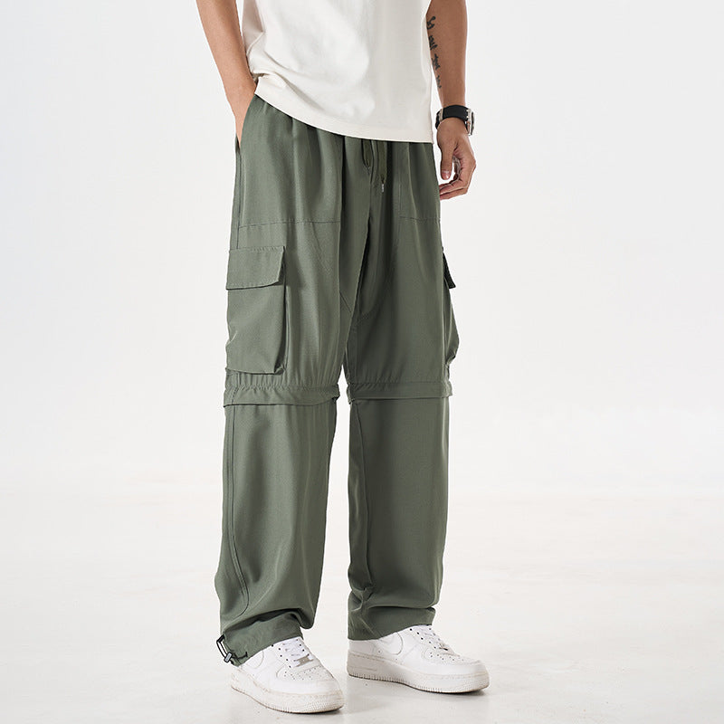 Men's convertible cargo zip pants with removable thighs, oversized flap pockets, and elastic drawstring waistband Mune Fashion