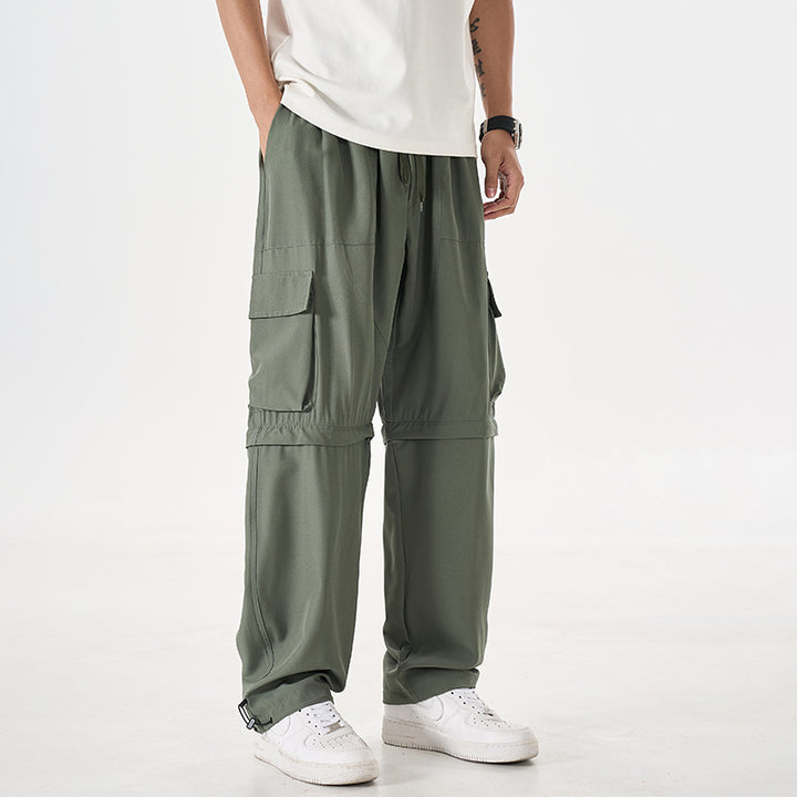 Men's convertible cargo zip pants with removable thighs, oversized flap pockets, and elastic drawstring waistband Mune Fashion