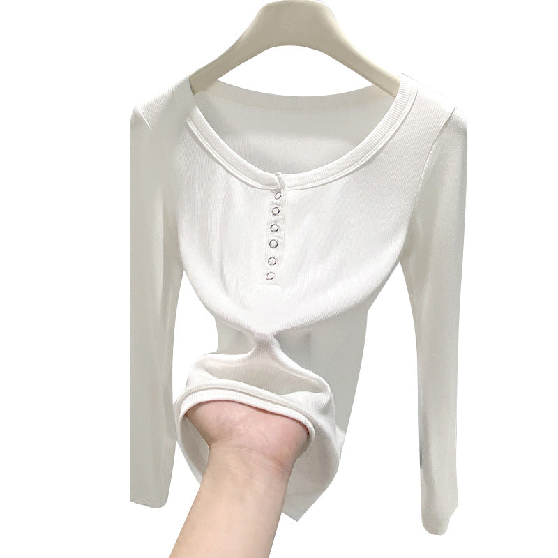 Women's Elegant Long Sleeve Shirt with Button Placket Mune Fashion