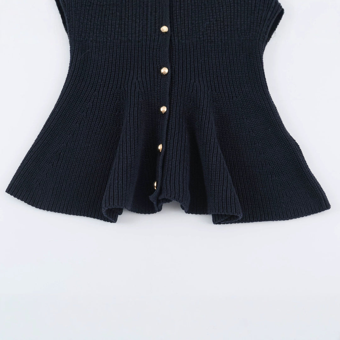 Women's fine-knit cardigan with tailored peplum silhouette Mune Fashion
