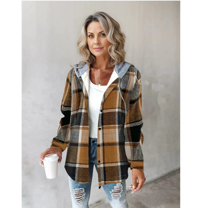 Women's hooded cardigan with stripes and snap button placket Mune Fashion