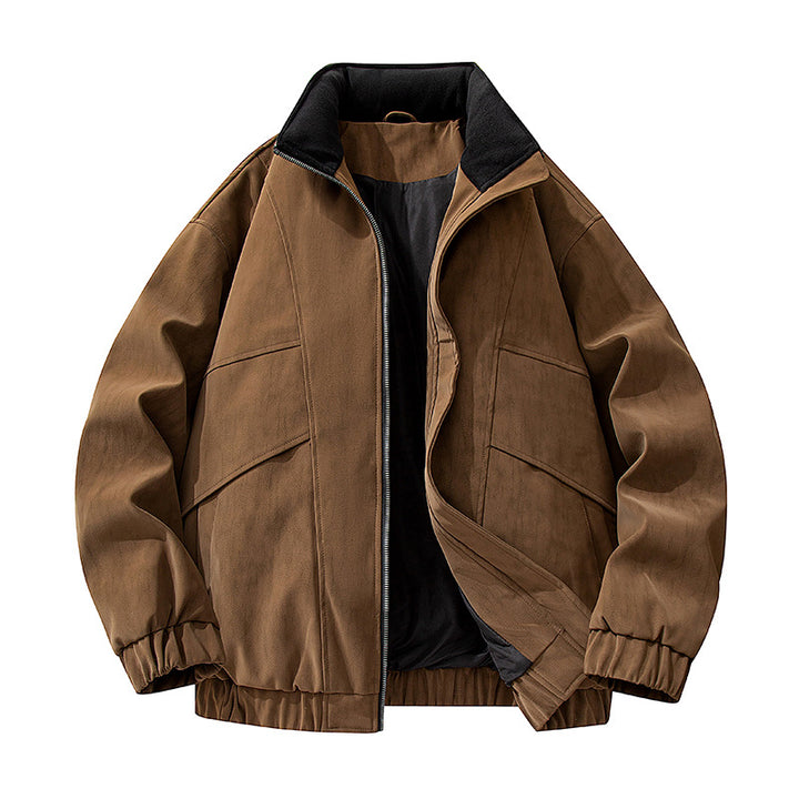 Men's loose functional jacket with stand-up collar and zipper Drune