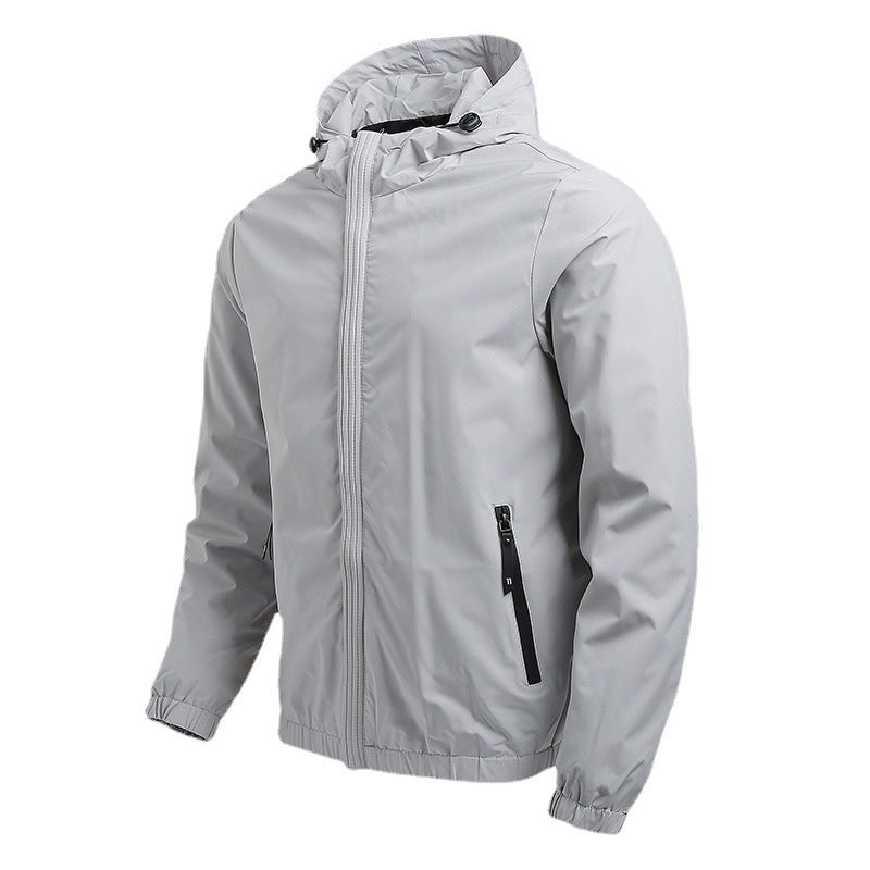 Men's Lightweight Hooded Softshell Jacket in Urban Utility Style with Concealed Front Zipper and Zippered Pockets Mune Fashion