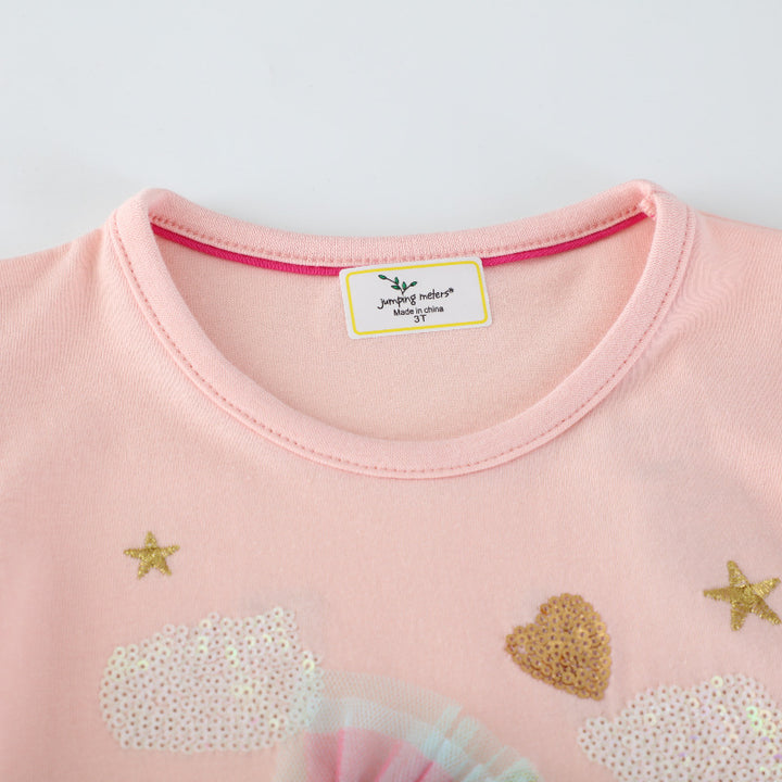 Girl's sweatshirt dress with colorful unicorn design and glitter applications Mune Fashion